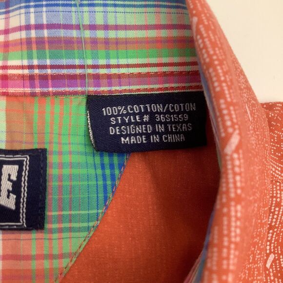 Panhandle Mens Long‎ Sleeve Pearl Snap Shirt Orange Size Large - Picture 6 of 7